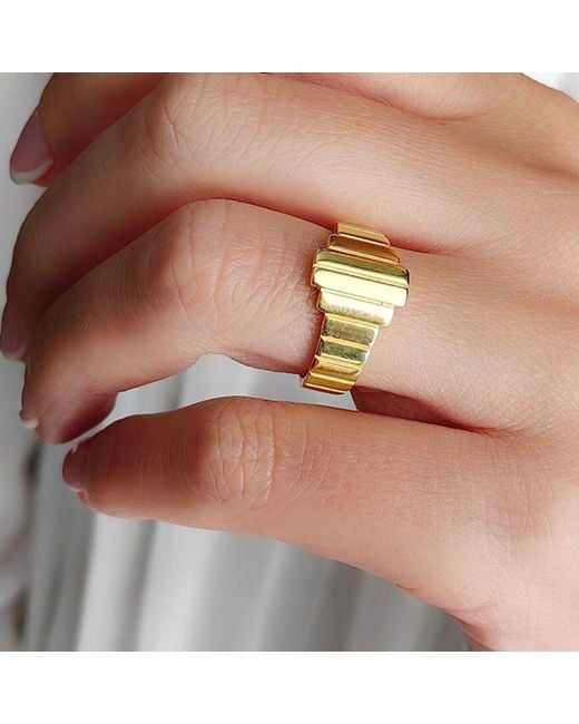 Spero London Metallic Multi Layered Rectangular Sterling Ring