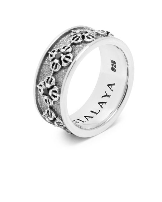 Nialaya White Sterling Dorje Ring for men