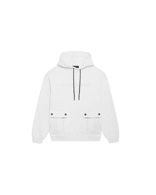 Kapture White Travel Logo-Print Pocket Hoodie for men