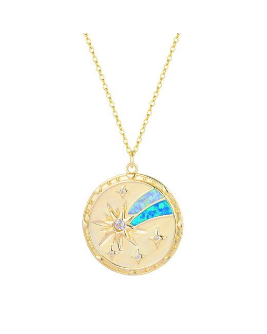 KAMARIA Metallic Opal Shooting Star Wish Medallion Necklace