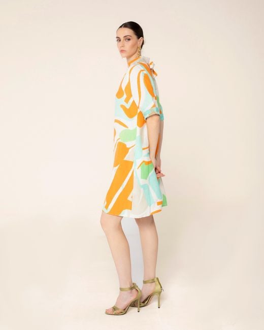 Niza Orange Short Shirt Dress Bora