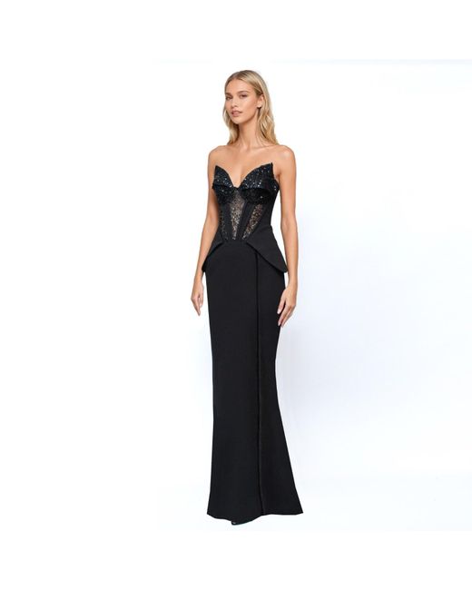 Angelika Jozefczyk Black Embellished Corset Evening Gown Glam Witch