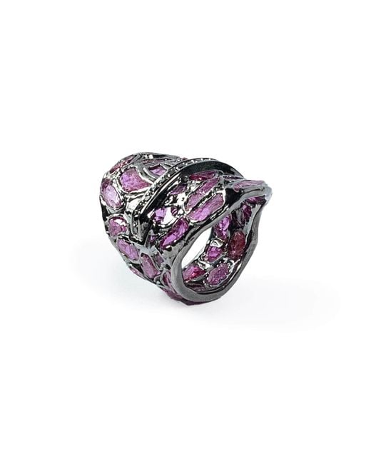 German Kabirski Purple Amate Rough Ruby & Spinel Ring