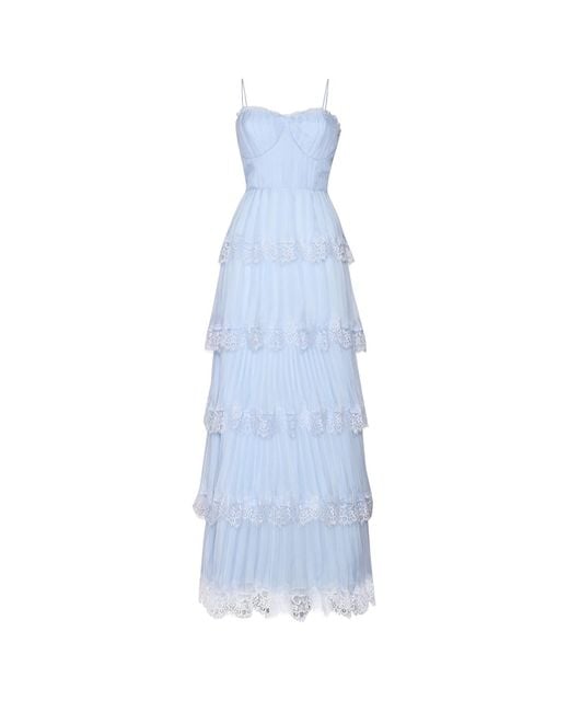 True Decadence Icy Pastel Blue Tiered Maxi Dress