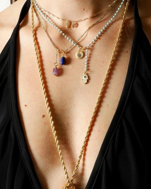 Alexie of Athens Metallic Mano Hamsa Drop Lariat