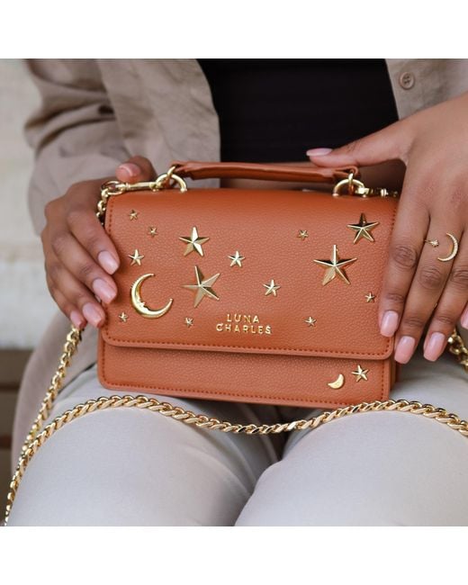 Luna Charles Brown Nova Star Studded Handbag