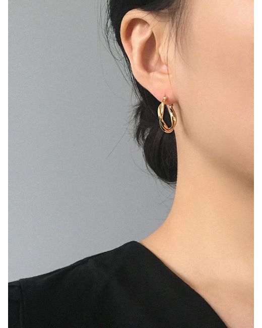 Cote Cache Metallic Relaxed Braid Hoop Earrings