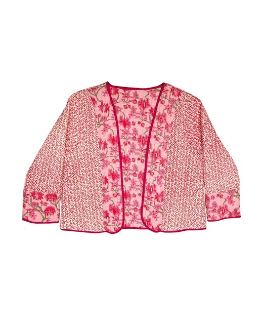 Inara Pink Cherry Blossom Reversible Quilted Cotton Jacket