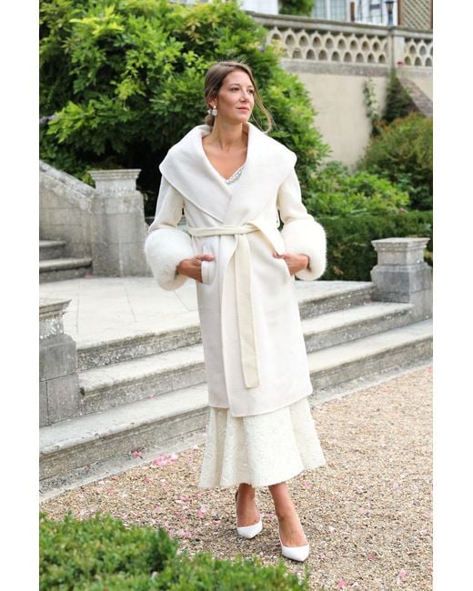 Hortons England Green Belmont Cashmere Coat Ivory