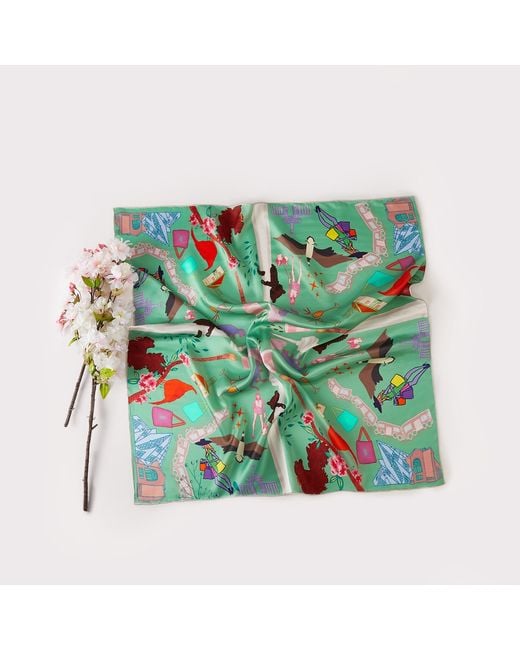 Soft Strokes Silk Green Toronto Pure Silk Large Square Scarf