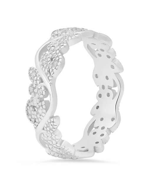 Kylie Harper White Sterling Vintage Floral Diamond Cz Band Ring