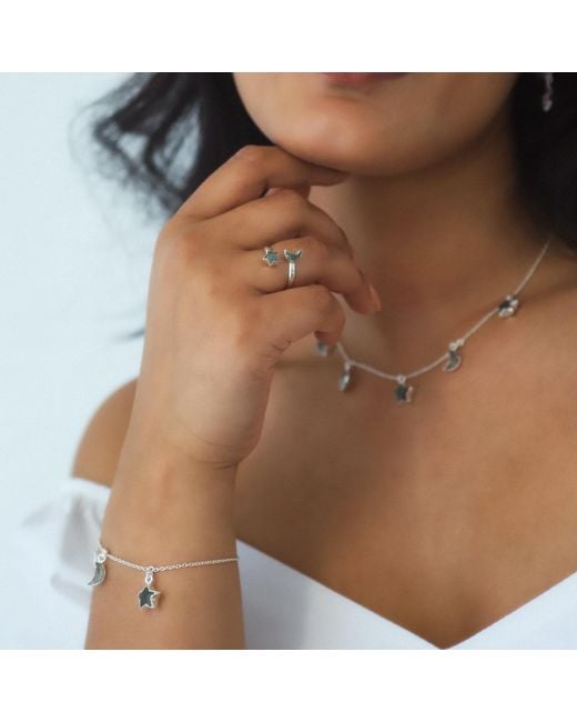 Luna Charles Metallic Amelia Aventurine Star & Moon Charm Bracelet