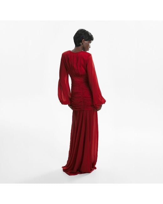 Lita Couture Red Ruched Maxi Dress