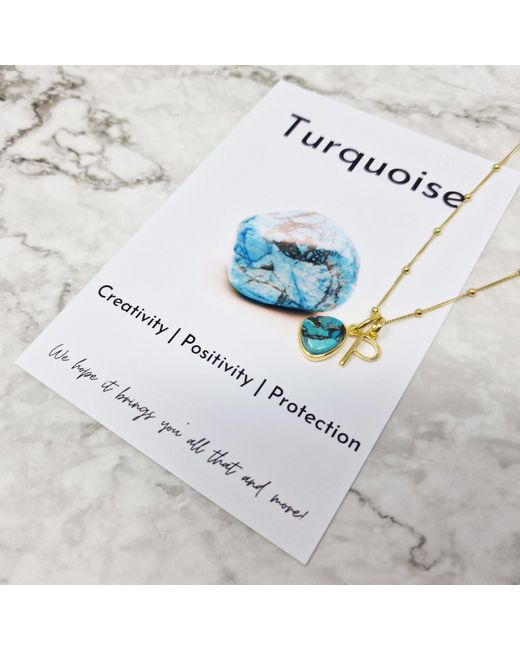 Harfi Blue Vermeil Plated December Birthstone Initial Pendant Charm Necklace