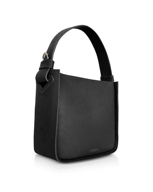 Le Parmentier Black Duplo Medium Hammered Leather Top Handle Bag
