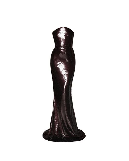 Moda Glam Black Harlowe Strapless Sequin Gown- Dark Plum