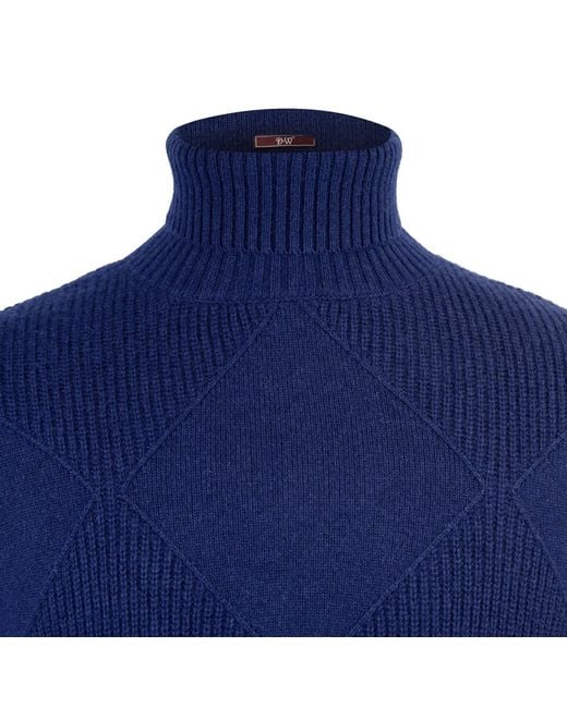 DAVID WEJ Blue Will Roll Neck Jumper for men