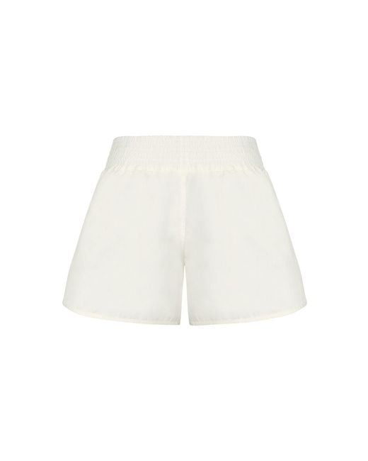 Monosuit White Cotton Mid-Thigh Mid Rise Relaxed Fit Athletic Shorts Run