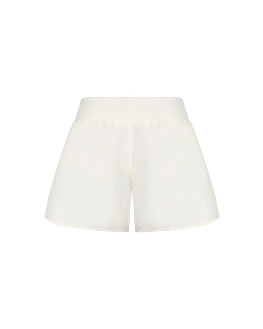 Monosuit White Cotton Mid-Thigh Mid Rise Relaxed Fit Athletic Shorts Run