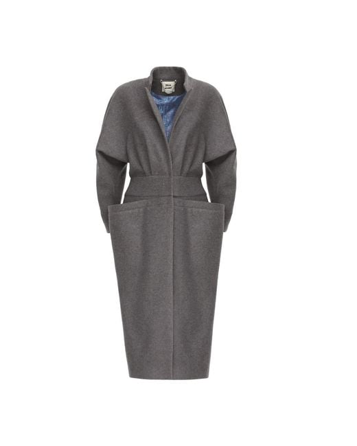 Julia Allert Gray Architectural Wool-Effect Coat With Large Pockets
