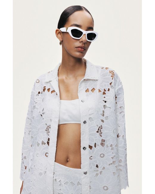 Nocturne Gray Neutrals Floral Broderie Jacket