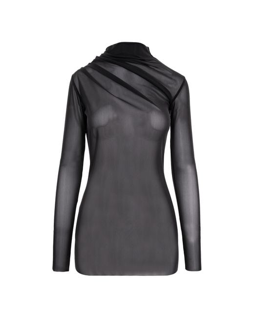 concept A trois Black Tulle Blouse