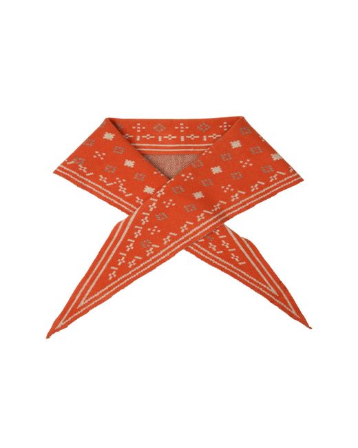 Saachi Red Foulard Knit Triangle Scarf