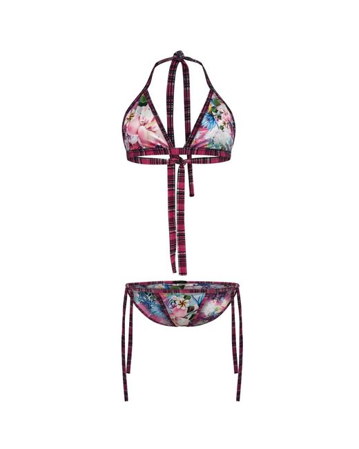 Maui X Lolita Purple Kelly Reversible Plaid Triangle Bikini