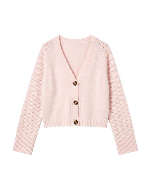 Brodie Cashmere Pink Natalie Deep V Cashmere Cardigan