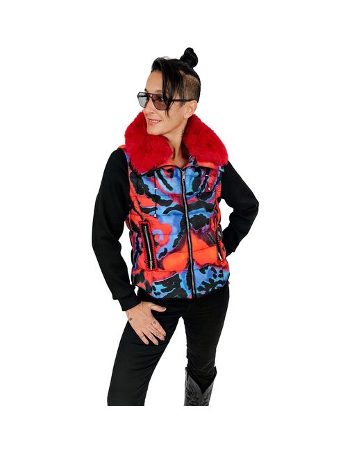 Lalipop Design Red Detachable Sleeve Puffer Jacket