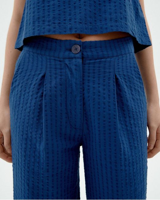 Thinking Mu Blue Manolita Seersucker Pants