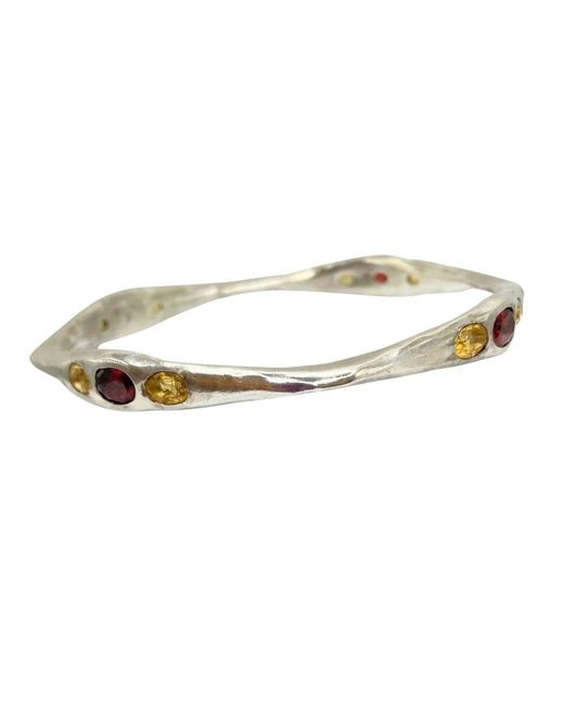 Amy Delson Jewelry Metallic Bella -Twelve Gemstone Garnet, Citrine Sterling Bangle