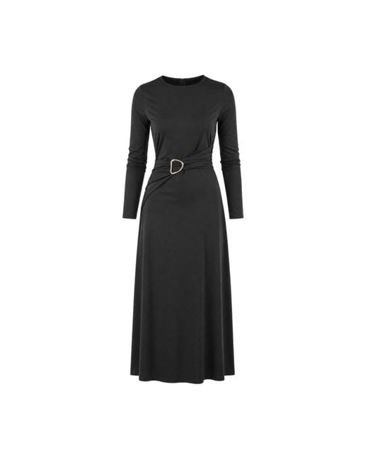 John Abgin Black Jersey Ruched Cross Body Maxi Dress