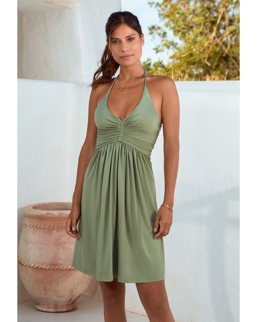 Chic by Lirette Green Korte Halter Jurk Natural