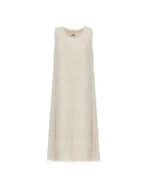 Julia Allert Natural Neutrals Sleeveless Textured Pile Midi Dress