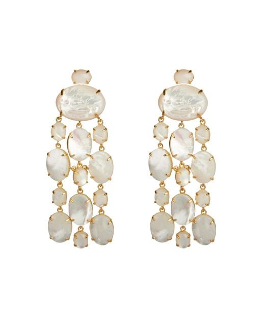 Bounkit Metallic Marysol Earrings Mother Of Pearl Clip On