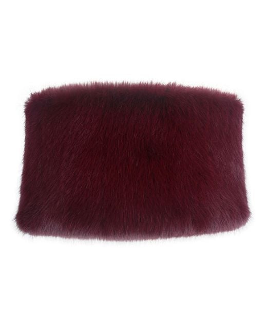 Miss Circle New York Red Darla Burgundy Faux Fur Off-Shoulder Cropped Top