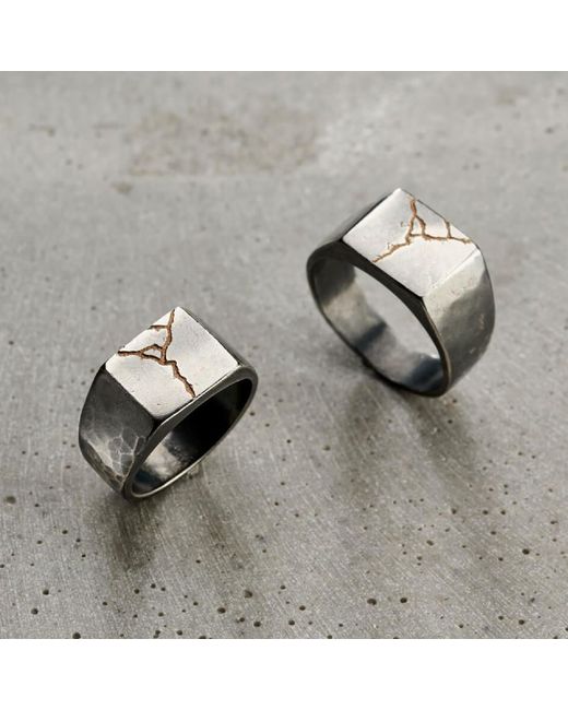 Posh Totty Designs Gray Chunky Kintsugi Signet Ring for men