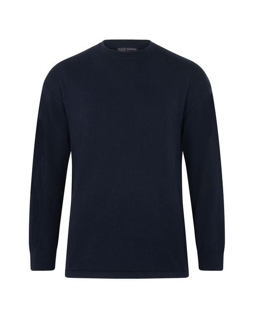 Paul James Knitwear Blue Lightweight Cotton Ollie Oversized Knitted Top for men