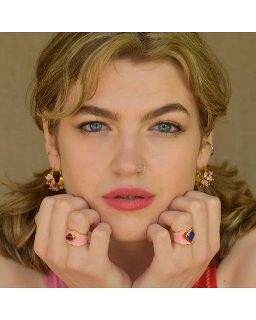 GEM BAZAAR Metallic Bejewelled Hoops