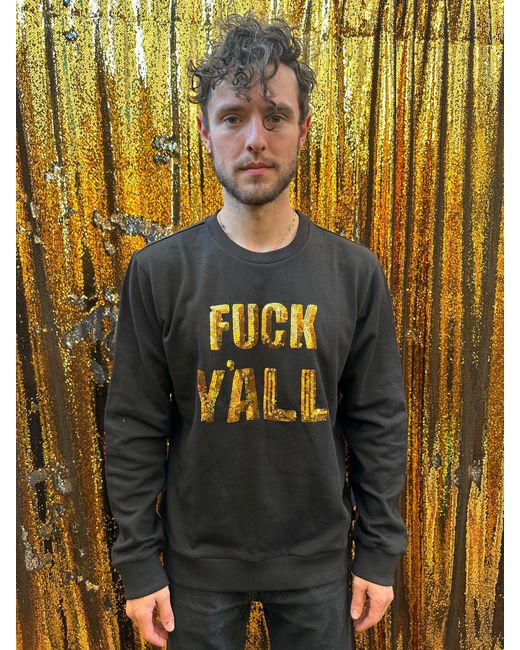 Any Old Iron Blue Golden Fuck Y'All Sequin Sweatshirt