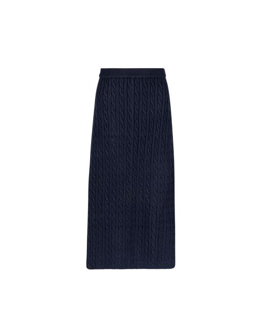 Lou&Up (Formerly Loup Clothing) Blue Cable Knit Midi Skirt