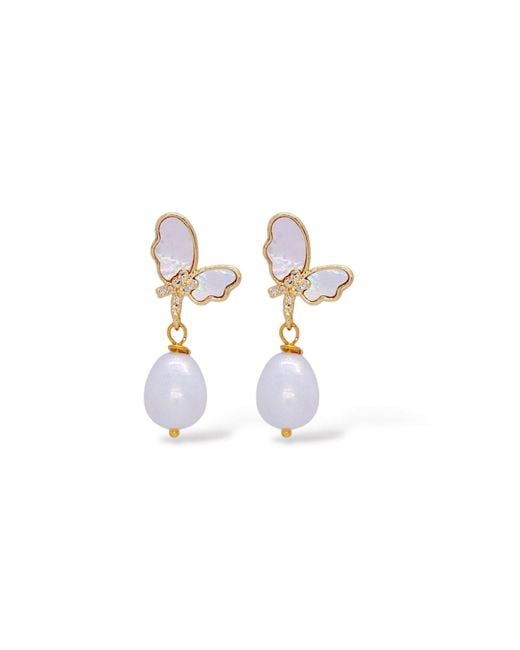 VALERIE CHIC Metallic Butterfly Mother Of Pearl Earrings
