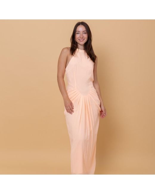The Gt Atelier Orange Neutrals Peach Summer Maxi Dress