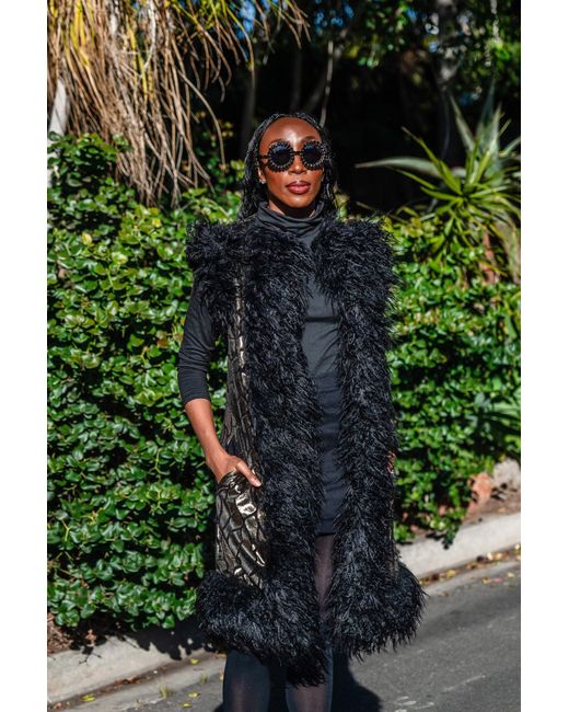 Jennafer Grace Black Zenobia Faux Fur Trim Vest