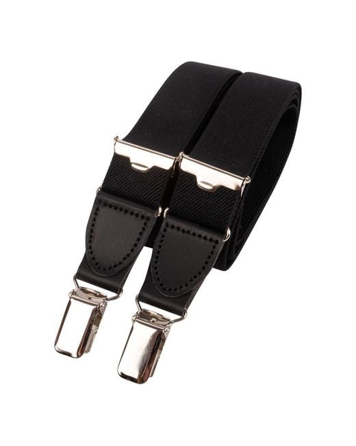 LE COLONEL Black Leather Skinny Braces for men