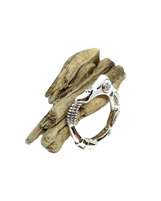 Tg-Jewellery by Tamara Gervasio Metallic Organic Matter Ring Sapphire And Cubic Zirconia