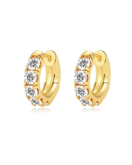 Classicharms Metallic Daniela huggie Hoop White Clear Zirconia Earrings