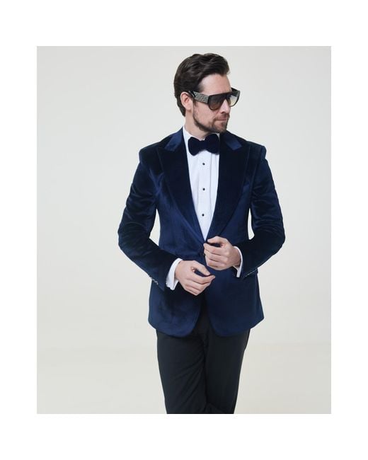 DAVID WEJ Blue Maison Velvet Blazer – for men