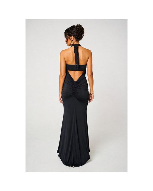 Monice London Black Selene- Backless & Bra Friendly Halter Maxi Dress